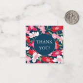 Kleurrijk rood bloemmotief blauw blos dank u notitiekaartje (Voorkant / Achterkant in situ)