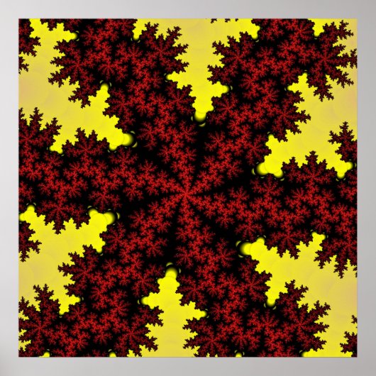 Kleurrijk rood en geel fractal poster (Voorkant)
