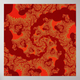 Kleurrijk rood en Oranje fractal Poster