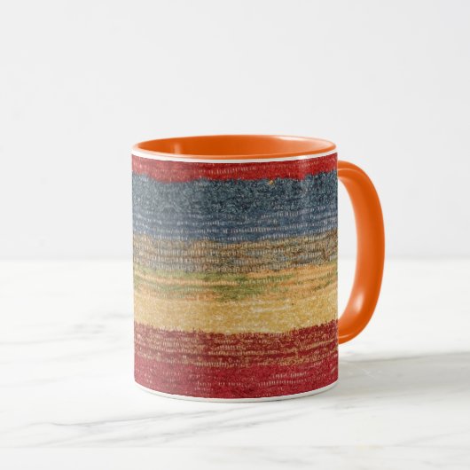 Kleurrijk rood, geel, blauw geweven strepen ontwer mok (Voorkant rechts)