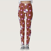 Kleurrijk rood nucleus patroon leggings (Voorkant)