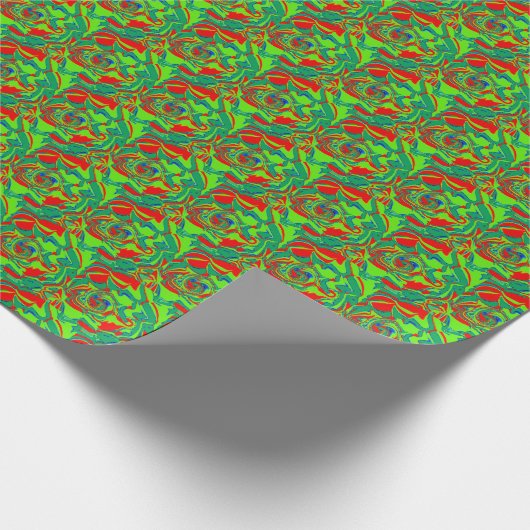 Kleurrijk rood op groen kerstinpakpapier cadeaupapier (Hoek)