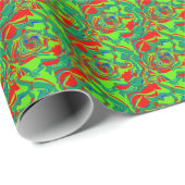 Kleurrijk rood op groen kerstinpakpapier cadeaupapier (Rol Hoek)