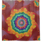 Kleurrijk rood, Oranje en groen fractal Douchegordijn (Voorkant)
