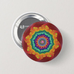 Kleurrijk rood, Oranje en groen fractal Ronde Button 5,7 Cm