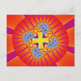 Kleurrijk rood, Oranje en Paars fractal Briefkaart