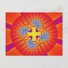 Kleurrijk rood, Oranje en Paars fractal Briefkaart