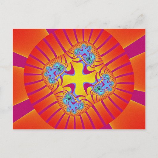 Kleurrijk rood, Oranje en Paars fractal Briefkaart (Voorkant)