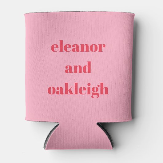 Kleurrijk Rood Roze Modern Eenvoudig Trouw Aangepa Blikjeskoeler (Voorkant)