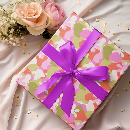 Kleurrijk Rood Sinaasappel, Groene & Paarse Abstra Cadeaupapier