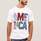 Kleurrijk Rood, Wit en Blauw Patriottisch Amerika T-shirt (Voorkant)