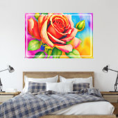 Kleurrijk Roos Bloem Digitaal Schilderen Canvas Afdruk (Insitu (Slaapkamer))