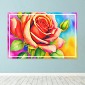 Kleurrijk Roos Bloem Digitaal Schilderen Canvas Afdruk (Insitu (Houten vloer))