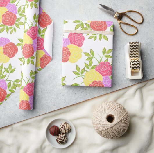 kleurrijk Roos bloemmotief Cadeaupapier (Crafts)