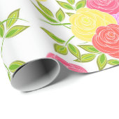 kleurrijk Roos bloemmotief Cadeaupapier (Rol Hoek)