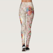 Kleurrijk roos en bloemmotief leggings (Achterkant)