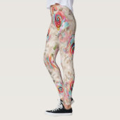 Kleurrijk roos en bloemmotief leggings (Links)