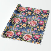 Kleurrijk Roos Fantasy Cadeaupapier (Uitgerold)