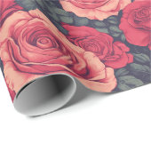 Kleurrijk Roos Flower Retro Wrapping Paper Cadeaupapier (Rol Hoek)