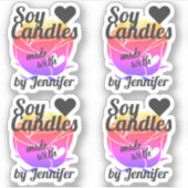 Kleurrijk Roos gemaakt met Heart Floral Soy Candle Sticker (Voorkant)