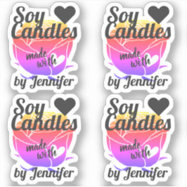 Kleurrijk Roos gemaakt met Heart Floral Soy Candle Sticker