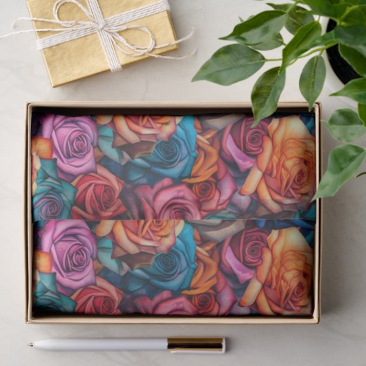 Kleurrijk Roos Patroon Bloemfloreel Tissuepapier (Geschenk)