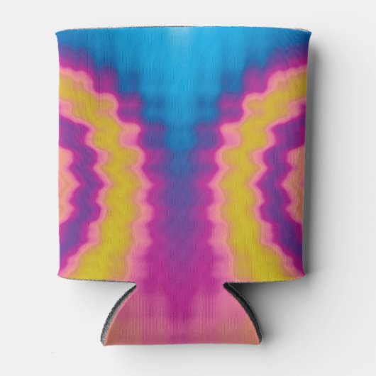 Kleurrijk roovy retro dye patroon blikjeskoeler (Voorkant)