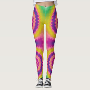 Kleurrijk roovy retro dye patroon leggings