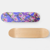 Kleurrijk roze blauw abstract bloemontwerp skateboard (Horizontaal)