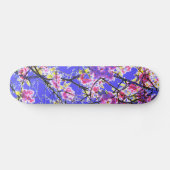 Kleurrijk roze blauw abstract bloemontwerp skateboard (Horizontaal)