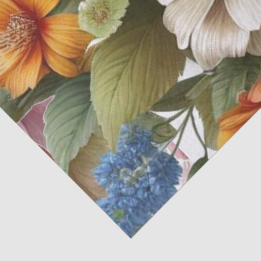 Kleurrijk roze blauw bloemenweefsel papier (Detail)