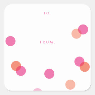 Kleurrijk Roze Confetti   Cadeau Vierkante Sticker