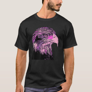 Kleurrijk roze Eagle bedrukt Amerikaans vogeldier T-shirt