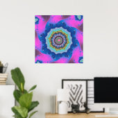 Kleurrijk Roze en Blauw Fractal Poster (Thuiskantoor)