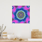 Kleurrijk Roze en Blauw Fractal Poster (Keuken)