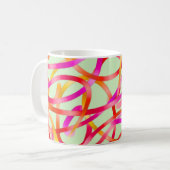 Kleurrijk roze en oranje abstract ontwerp koffiemok (Voorkant links)