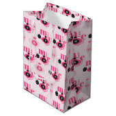 Kleurrijk roze en wit kerst wrapping papier medium cadeauzakje (Voorkant Gekanteld)