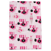 Kleurrijk roze en wit kerst wrapping papier medium cadeauzakje (Voorkant)