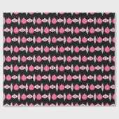 Kleurrijk roze en zwart kerst wrapping papier (Vlak)