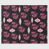 Kleurrijk roze en zwart kerst wrapping papier (Vlak)