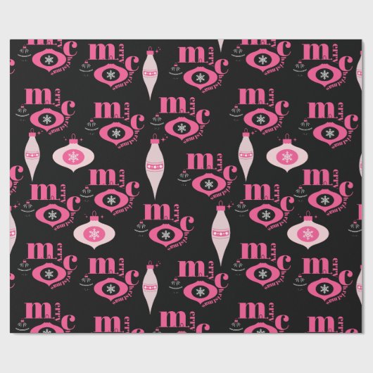 Kleurrijk roze en zwart kerst wrapping papier (Vlak)