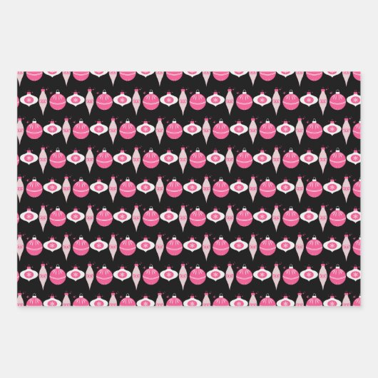 Kleurrijk roze en zwart kerst wrapping papier inpakpapier vel (Voorkant)