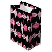 Kleurrijk roze en zwart kerst wrapping papier medium cadeauzakje (Voorkant Gekanteld)