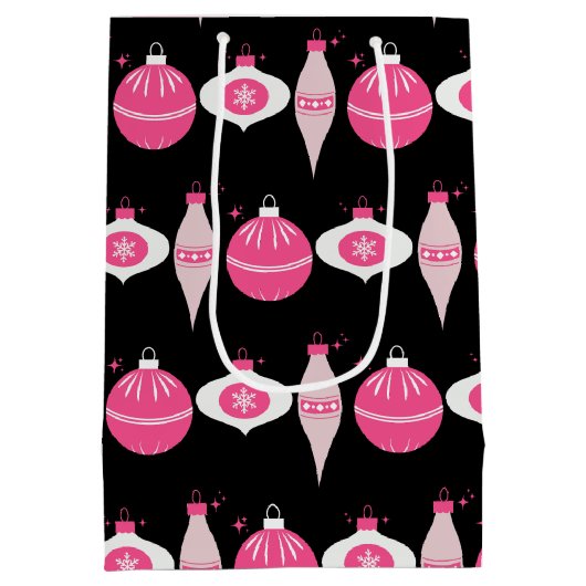 Kleurrijk roze en zwart kerst wrapping papier medium cadeauzakje (Achterkant)