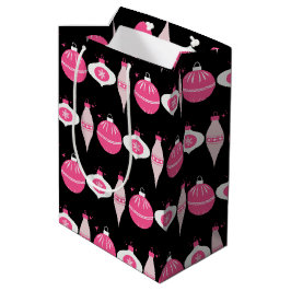 Kleurrijk roze en zwart kerst wrapping papier medium cadeauzakje