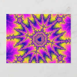 Kleurrijk Roze, Geel en Blauw Fractal Briefkaart