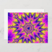 Kleurrijk Roze, Geel en Blauw Fractal Briefkaart (Voorkant / Achterkant)