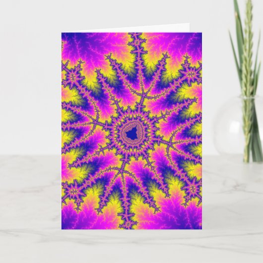 Kleurrijk Roze, Geel en Blauw Fractal Kaart (Voorkant)