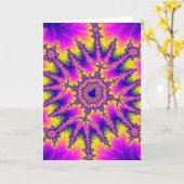 Kleurrijk Roze, Geel en Blauw Fractal Kaart (Gele Bloem)
