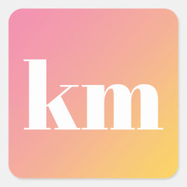 Kleurrijk Roze Geel Gradient Ombré Monogram Vierkante Sticker